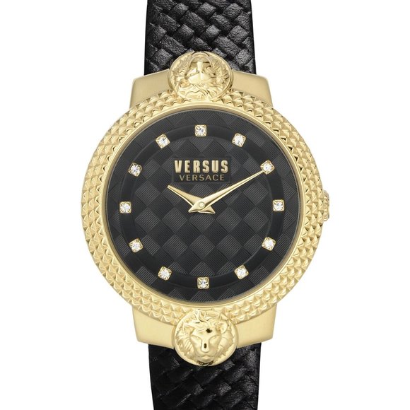 Versace Versus 38mm Gold Women\'s Black Strap Watch